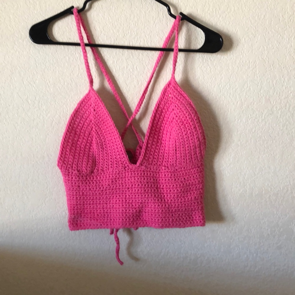 Handmade pink bralette the size is 34B and material is cotten